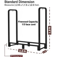 Artibear 3Ft Firewood Rack Stand Heavy Duty Logs Holder For Outdoor Indoor Fireplace Metal Wood Pile Storage Stacker Organzier