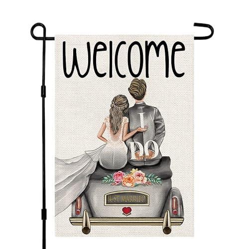 Welcome Bride And Groom Wedding Garden Flag 12 X 18 Inch Vertical Double Sided Anniversary Holiday Party Yard Outdoor Decor Df0