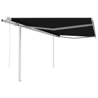 vidaXL Automatic Retractable Awning with Posts 13.1'x9.8' Anthracite