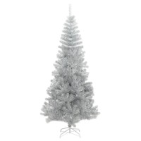 vidaXL Artificial Christmas Tree with Stand Silver 8 ft PET