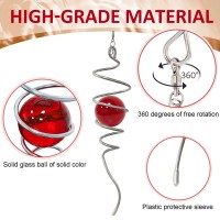 Eiryhope Gazing Ball Spiral Tail Red Glass Orb Wind Spinner Stabilizer Spiral Tail For Wind Spinners Hanging Garden Ornament