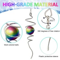 Eiryhope Gazing Ball Spiral Tail Wind Spinner Stabilizer With Multi Color Sphere Swivel Hook Sun Catcher 11 Tail And 2 S