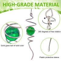 Eiryhope Gazing Ball Spiral Tail With Green Glass Orb Spiral Tail For Wind Spinner 3D Wind Spinners Stabilizer Rotating Art D