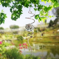 Eiryhope Gazing Ball Spiral Tail Wind Spinners Stabilizer With Swivel Hook Clear Crystal Ball Hanging Suncatcher Decoration