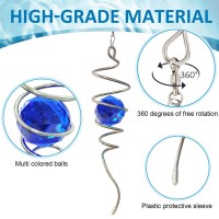 Eiryhope Gazing Ball Spiral Tail Wind Spinner With Sea Blue Crystal Orb Wind Spinners Stabilizer With Hanging Swivel Hook Sun