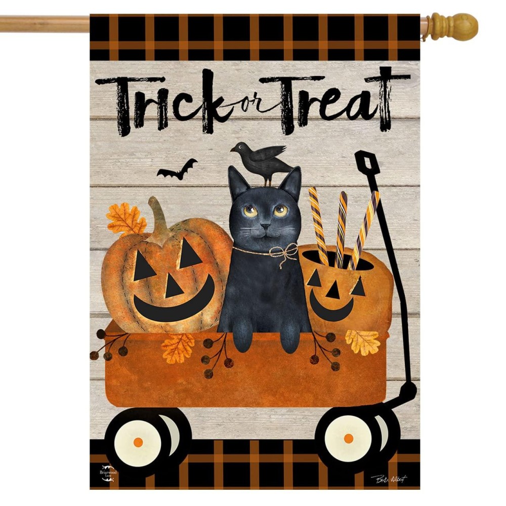 Briarwood Lane Trick Or Treat Wagon Halloween House Flag Primitive 28 X 40