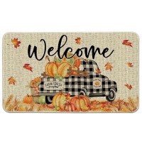 Hexagram Fall Door Mats 17X29 Inch Fall Decorations For Home Fall Welcome Mats Outdoor Autumn Fall Pumpkin Truck Doormats For