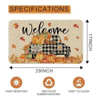 Hexagram Fall Door Mats 17X29 Inch Fall Decorations For Home Fall Welcome Mats Outdoor Autumn Fall Pumpkin Truck Doormats For