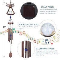 Taman Wind Chime Angel Solar Lights Wind Chimes For Outside Indoor Crackle Glass Ball Led Decorative Mobile Memorial Gift Alu