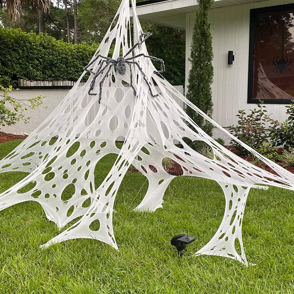 Dazonge Spider Webs Halloween Decorations Stretchy Beef Netting Halloween Spider Web Spooky Spider Web Decorations For Hallowe