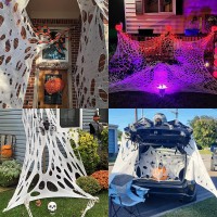 Dazonge Spider Webs Halloween Decorations Stretchy Beef Netting Halloween Spider Web Spooky Spider Web Decorations For Hallowe