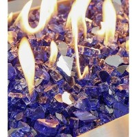 Grisun Blue Fire Glass For Fire Pit 20 Pounds 12 Inch High Luster Reflective Tempered Glass Rocks For Natural Or Propane Firep