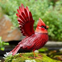 Nacome Cardinal Garden Decor Metal Yard Artgarden Sculptures Statues Large Red Bird Outdoor Decor Gifts For Christmasmomgra