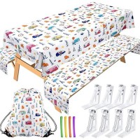 Tudomro Camping Tablecloth With Picnic Bench Covers  Picnic Table Cover Fits 4Ft To 7Ft Picnic Tables  Washable Reusable Polyester Table Cloth For Camping Included Storage Bag And Clip (Cute Style)