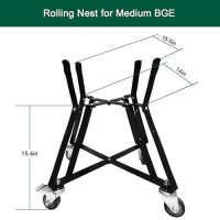 Quantfire Medium Bge Nest Grill Stand For Bge Accessories Rolling Nest With Heavy Duty Locking Caster Wheels Powder Coated Stee