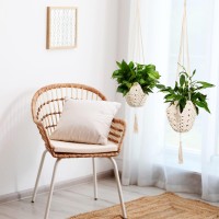 Shappy 2 Packs Jute Crochet Long Plant Hanger For 3 Inch To 12 Inch Pots Macrame Plant Holder Rope Boho Plant Hanger With 2 S S