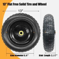 13 Flat Free Solid Tire And Wheel For Carts Replacement Wheels Wheelbarrow Garden Cart Trolleys Hand Trucks And Yard Trailers