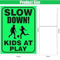 4 Pieces Slow Down Kids At Play Sign With Metal Stake 12 X 16 Inch Kids At Play Safety Signs Double Sided Child Safety Caution