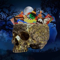 Halloween Skull Candy Dish Trick Or Treat Bowl Plant Planter Pot 6 Deep Polyresin Skulls Pot For Succulents Indoor Plants