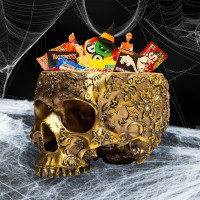 Halloween Skull Candy Dish Trick Or Treat Bowl Plant Planter Pot 6 Deep Polyresin Skulls Pot For Succulents Indoor Plants