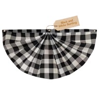 Black And White Checkered Bunting 48 X 24 Pleated Banner With Grommets