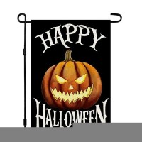 Happy Halloween Garden Flag 12 X 18 Inch Burlap Vertical Double Sided Scary Pumpkin Holiday Yard Outdoor Decoration Df092