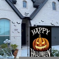 Happy Halloween Garden Flag 12 X 18 Inch Burlap Vertical Double Sided Scary Pumpkin Holiday Yard Outdoor Decoration Df092