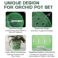 Kitypartsy Orchid Pot 5 Inch 6 Pack Orchid Pots With Holes And Saucers Clear Plastic Orchid Potsgreen Emerald