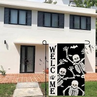 Welcome Halloween Skull Small Garden Flag Vertical Double Sided Burlap 12 X 18 Inches Yard Porch Outdoor Decor Df119