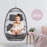 Hanging Egg Chair Patio Rattan Wicker Swing Egg Chair Hammock Chair For Indoor Outdoor Bedroom Garden Aluminum Steel Frame U