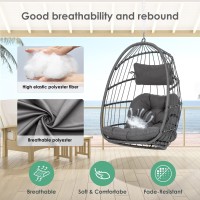 Hanging Egg Chair Patio Rattan Wicker Swing Egg Chair Hammock Chair For Indoor Outdoor Bedroom Garden Aluminum Steel Frame U