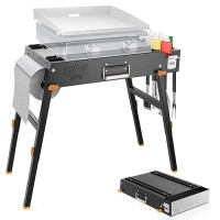 Yukon Glory Universal Portable Grill Tableflat Top Grill Griddles Stand With Built In Grill Caddy Designed To Fit Tabletop Bl