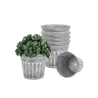 Vensovo 5 Inch Silver Metal Rustic Flower Pots - 6Pcs Medium Galvanized Planters With Drainage Hole And Rubber Plug  Rustproof Metal Bucket Plant Pots Farmhouse Vintage Style For Decor