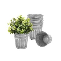 Vensovo 6 Inch Silver Metal Rustic Flower Pots - 6Pcs Medium Galvanized Planters With Drainage Hole And Rubber Plug  Rustproof Metal Bucket Plant Pots Farmhouse Vintage Style For Decor