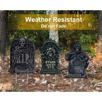 Halloween Tombstone Decorations Gravestone Decor For Graveyard Headstone Yard Signs Outdoor Lawn Yard Garden Decorations Halloween Yard Stakes - 3Pcs