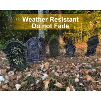 Halloween Tombstone Decorations Gravestone Decor For Graveyard Headstone Yard Signs Outdoor Lawn Yard Garden Decorations Halloween Yard Stakes - 6Pcs