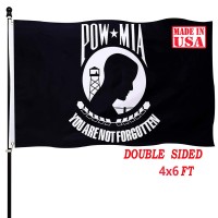 Pow Mia Flag Double Sided Outdoor 4X6 Mia Pow Flags Heavy Duty 210D Nylon Mia Flag Vivid Color Antifading With 2 Brass Grommets