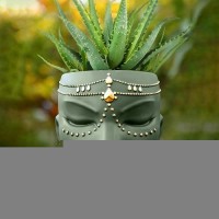 Bossa Linda Head Planter - Indoor & Outdoor Home Decor Gifts For Plant Lovers - For Flat Surface Or Wall Mount - Unique Face Planter For Flowers  Succulents  & More (7 Inch  Serena Design  Green)