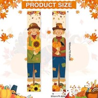 2 Pcs Thanksgiving Porch Sign Banner Fall Harvest Banner Autumn Scarecrow Maple Leaves Pumpkin Hanging Door Sign For Indoor Outd