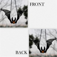 Boxcasa Bats Decor Stained Glass Window Hanging Halloween Bat Ornaments Indoor And Gothic Home Decor Bat Suncatcher Indoors Outd