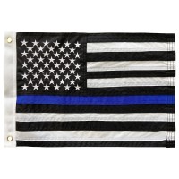 Homissor Thin Blue Line Flags 12X18 Outdoor Embroidered Stars Police Boat Flag Heavy Duty Back The Blue Flag Stripe Blue Line