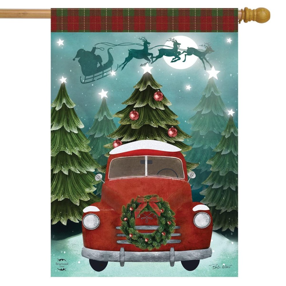 Briarwood Lane Christmas Eve Truck House Flag Holiday 28 X 40