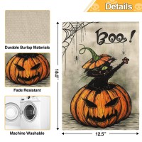 Hoscape Halloween Garden Flag 125 X 18 Inch Vertical Double Sided Pumpkin Spider Cat Boo Halloween Flags Burlap Small House Ya