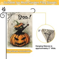 Hoscape Halloween Garden Flag 125 X 18 Inch Vertical Double Sided Pumpkin Spider Cat Boo Halloween Flags Burlap Small House Ya