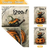 Hoscape Halloween Garden Flag 125 X 18 Inch Vertical Double Sided Pumpkin Spider Cat Boo Halloween Flags Burlap Small House Ya