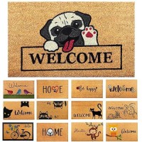 Greetings Dog 29X17 Coir Doormats For Outdoor Entrance Outdoor Welcome Mat For Entryway Porch Antislip Pvc Coconu