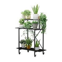 Zhongma 3 Tier Sturdy Plant Stand With Wheels Heavy Duty Plant Holder For Home Indoor And Outdoor L3543 Xw1732 X H4173 Inch