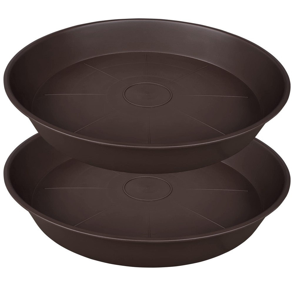 Bleuhome 2 Pack Of 26 Inch Plant Saucer Round 42 Depth Tray Large Deep Plant Saucers For Pots Heavy Duty Plastic Flower Pl