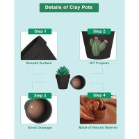 Vensovo 48 Pcs Tiny Terracotta Pots 2 Inch Black Small Mini Clay Pots With Drainage Holes Flower Nursery Terra Cotta Pots For