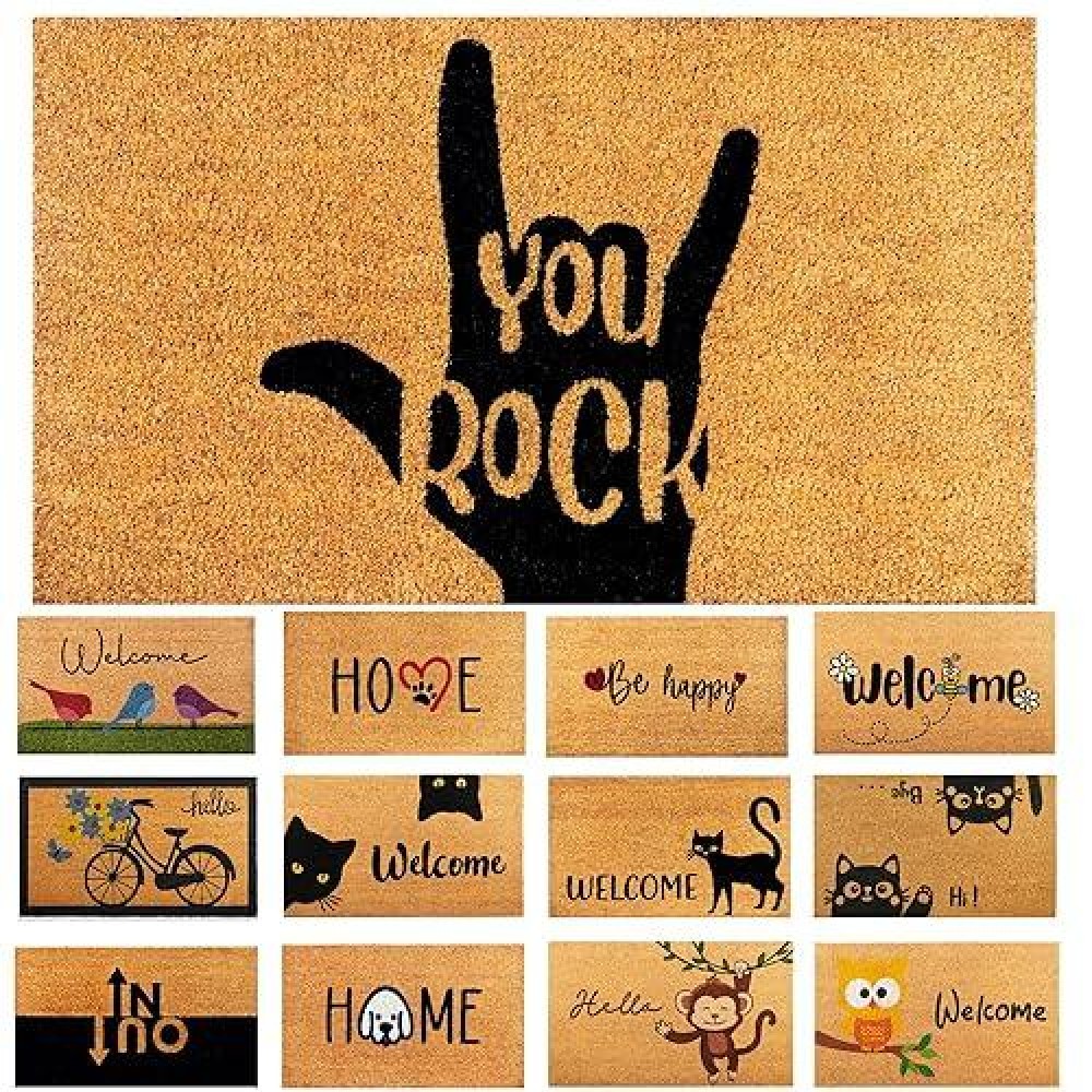 You Rock 29X17 Coir Doormats For Outdoor Entrance Outdoor Welcome Mat For Entryway Porch Antislip Pvc Coconut Fi